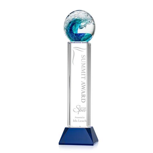 Corporate Awards - Glass Awards - Art Glass Awards - Surfside Obelisk on Stowe Base Glass Award
