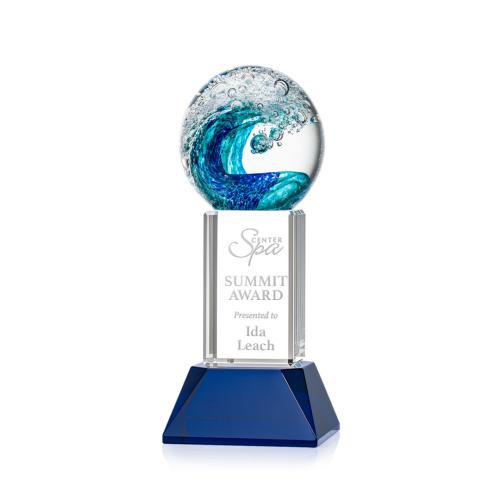 Corporate Awards - Glass Awards - Art Glass Awards - Surfside Obelisk on Stowe Base Glass Award
