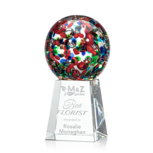 Corporate Awards - Glass Awards - Art Glass Awards - Fantasia Spheres on Celestina Base Glass Award