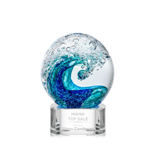 Corporate Awards - Glass Awards - Art Glass Awards - Surfside Clear on Paragon Spheres Glass Award