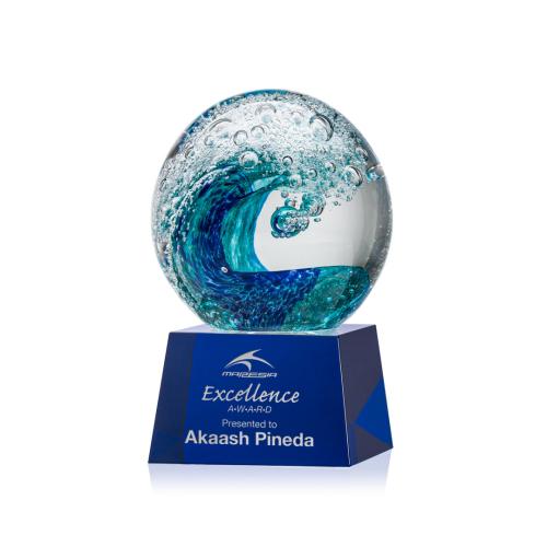 Corporate Awards - Glass Awards - Art Glass Awards - Surfside Spheres on Robson Blue Glass Award