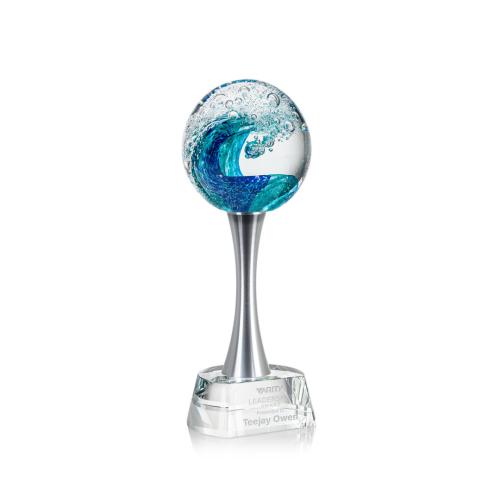 Corporate Awards - Glass Awards - Art Glass Awards - Surfside Obelisk on Willshire Base Glass Award