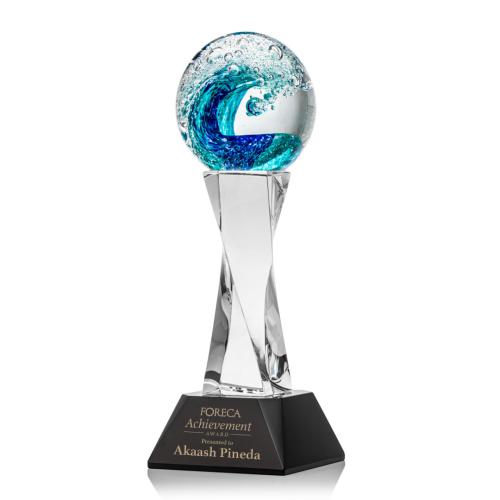 Corporate Awards - Glass Awards - Art Glass Awards - Surfside Black on Langport Obelisk Glass Award