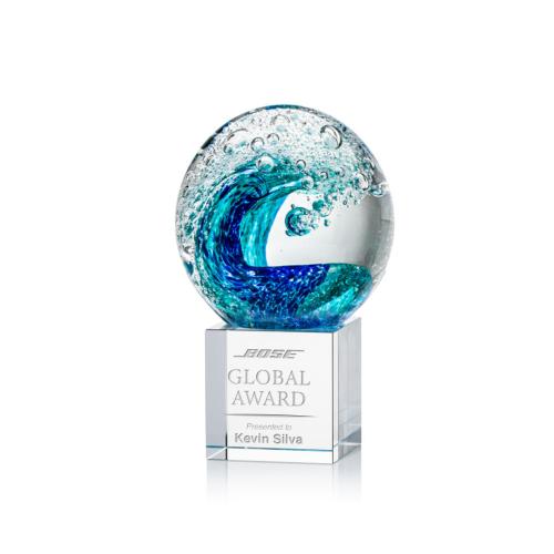 Corporate Awards - Glass Awards - Art Glass Awards - Surfside Spheres on Granby Base Glass Award