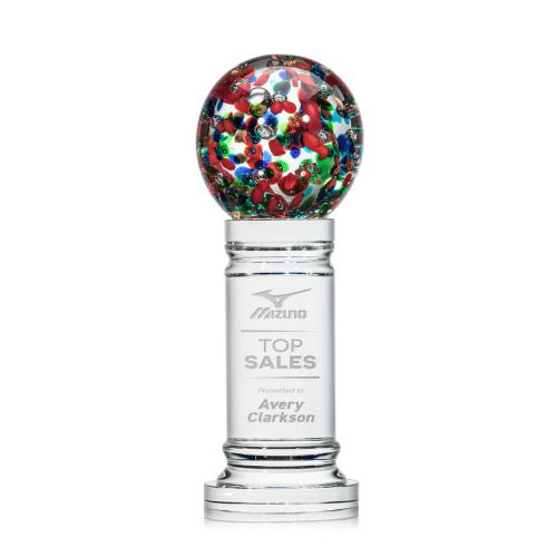 Corporate Awards - Glass Awards - Art Glass Awards - Fantasia Spheres on Colverstone Base Glass Award