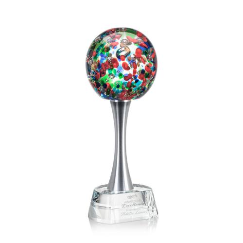 Corporate Awards - Glass Awards - Art Glass Awards - Fantasia Spheres on Willshire Base Glass Award