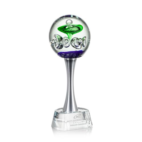 Corporate Awards - Glass Awards - Art Glass Awards - Aquarius Obelisk on Willshire Base Glass Award