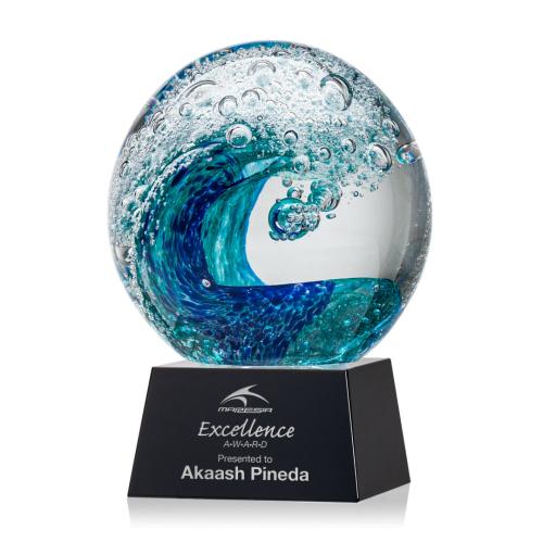 Corporate Awards - Glass Awards - Art Glass Awards - Surfside Spheres on Robson Black Glass Award