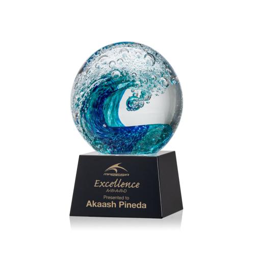 Corporate Awards - Glass Awards - Art Glass Awards - Surfside Spheres on Robson Black Glass Award