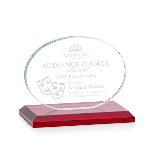 Corporate Awards - Austin Red (Horiz) Circle Crystal Award