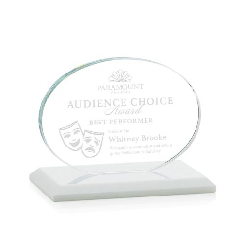 Corporate Awards - Austin White (Horiz) Circle Crystal Award