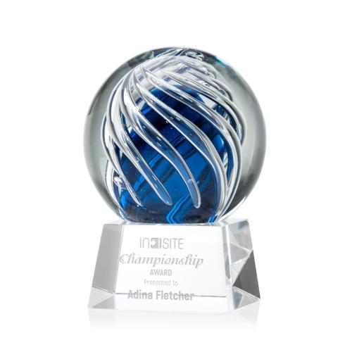 Corporate Awards - Glass Awards - Art Glass Awards - Genista Clear on Robson Base Spheres Glass Award