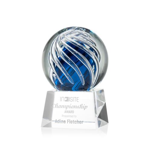 Corporate Awards - Glass Awards - Art Glass Awards - Genista Clear on Robson Base Spheres Glass Award