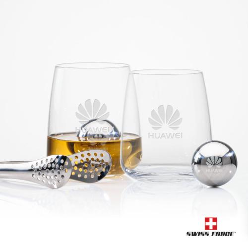 Corporate Gifts, Recognition Gifts and Desk Accessories - Etched Barware - Swiss Force® S/S Balls & 2 Dunhill OTR