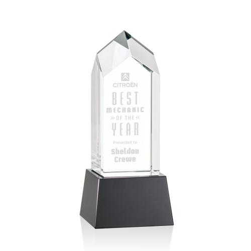 Corporate Awards - Clarington Black on Base Obelisk Crystal Award