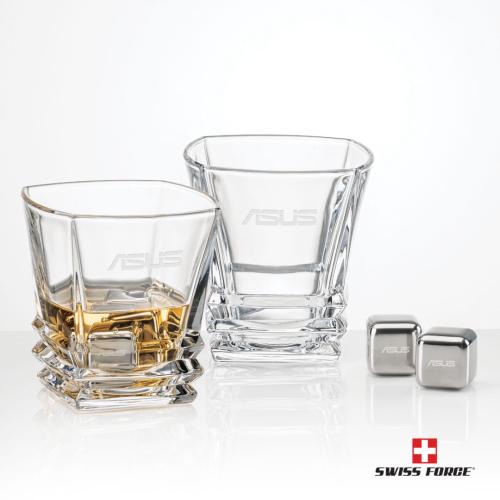 Corporate Gifts, Recognition Gifts and Desk Accessories - Etched Barware - Swiss Force® S/S Ice Cubes & 2 Bentley OTR