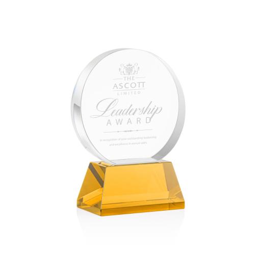 Corporate Awards - Glenwood Amber on Base Circle Crystal Award