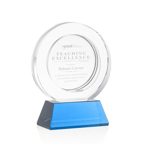 Corporate Awards - Templeton Sky Blue on Base Circle Crystal Award