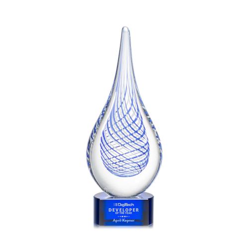 Corporate Awards - Glass Awards - Art Glass Awards - Kentwood Blue on Paragon Base Glass Award