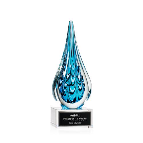 Corporate Awards - Glass Awards - Art Glass Awards - Worchester Clear on Hancock Base Glass Award