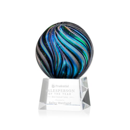 Corporate Awards - Glass Awards - Art Glass Awards - Malton Clear on Robson Base Spheres Glass Award