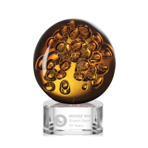 Corporate Awards - Glass Awards - Art Glass Awards - Avery Clear on Paragon Base Spheres Glass Award