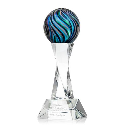 Corporate Awards - Glass Awards - Art Glass Awards - Malton Clear on Langport Base Spheres Glass Award