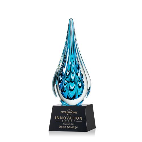Corporate Awards - Glass Awards - Art Glass Awards - Worchester Black on Robson Base Glass Award