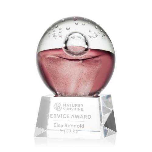 Corporate Awards - Glass Awards - Art Glass Awards - Jupiter Clear on Robson Base Spheres Glass Award