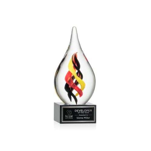 Corporate Awards - Glass Awards - Art Glass Awards - Nottingham on Hancock Base - Black