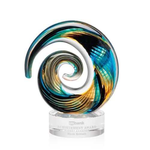 Corporate Awards - Glass Awards - Art Glass Awards - Nazare Clear on Stanrich Circle Glass Award