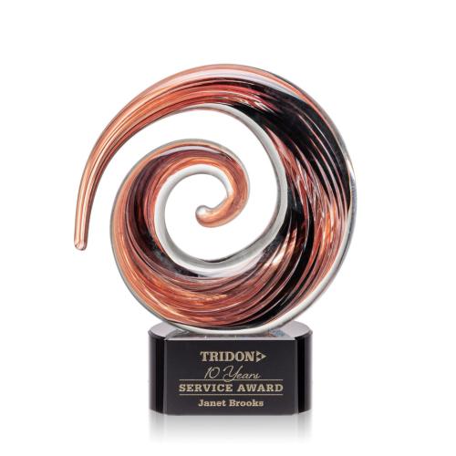 Corporate Awards - Glass Awards - Art Glass Awards - Brighton Black on Paragon Circle Glass Award