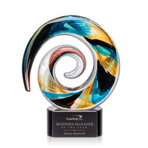 Corporate Awards - Glass Awards - Art Glass Awards - Nazare Black on Paragon Circle Glass Award