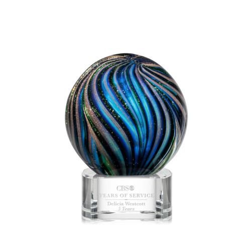Corporate Awards - Glass Awards - Art Glass Awards - Malton Clear on Paragon Base Spheres Glass Award