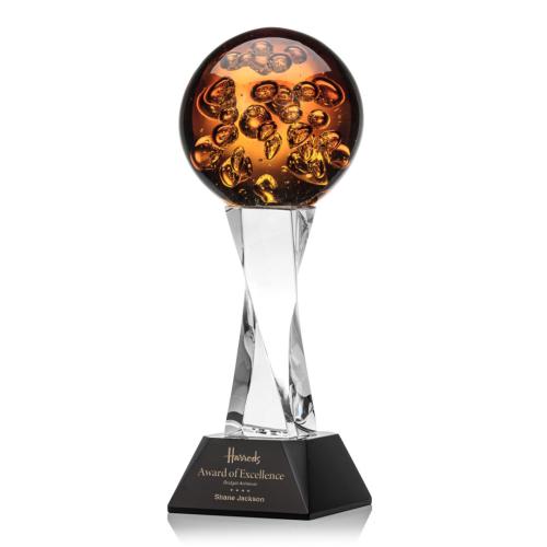 Corporate Awards - Glass Awards - Art Glass Awards - Avery Black on Langport Base Spheres Glass Award