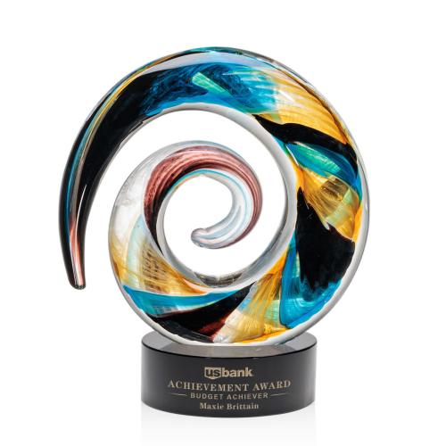 Corporate Awards - Glass Awards - Art Glass Awards - Nazare Black on Stanrich Circle Glass Award