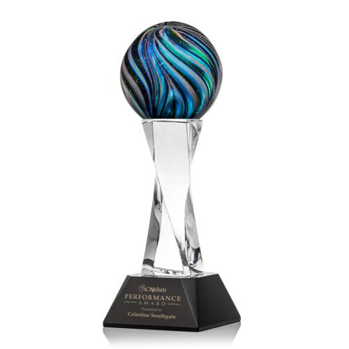 Corporate Awards - Glass Awards - Art Glass Awards - Malton Black on Langport Base Spheres Glass Award