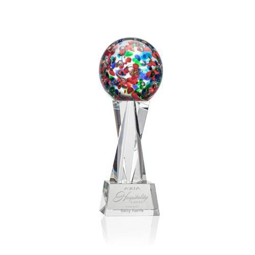 Corporate Awards - Glass Awards - Art Glass Awards - Fantasia Clear on Grafton Base Spheres Glass Award