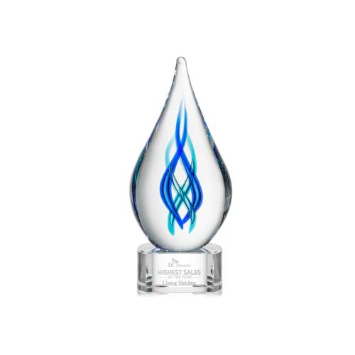 Corporate Awards - Glass Awards - Art Glass Awards - Warrington on Paragon Base - Clear