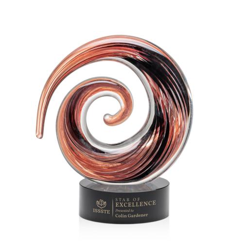 Corporate Awards - Glass Awards - Art Glass Awards - Brighton Black on Stanrich Circle Glass Award