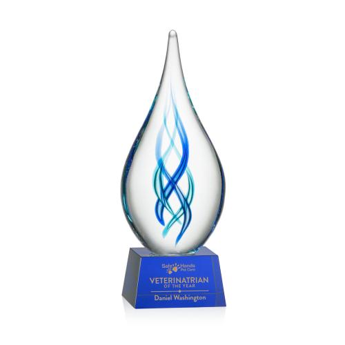 Corporate Awards - Glass Awards - Art Glass Awards - Warrington on Robson Base - Blue