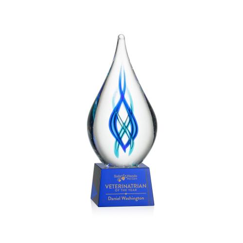 Corporate Awards - Glass Awards - Art Glass Awards - Warrington on Robson Base - Blue