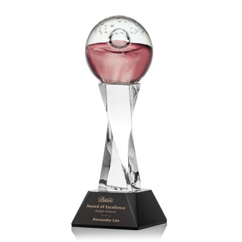 Corporate Awards - Glass Awards - Art Glass Awards - Jupiter Black on Langport Base Spheres Glass Award