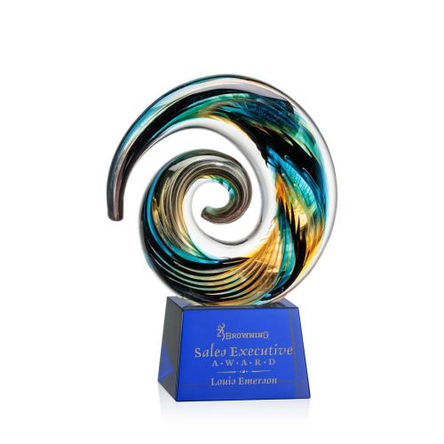 Corporate Awards - Glass Awards - Art Glass Awards - Nazare Blue on Robson Circle Glass Award