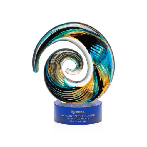 Corporate Awards - Modern Awards - Nazare Blue on Stanrich Circle Glass Award