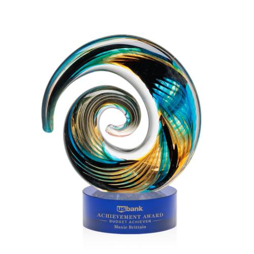 Corporate Awards - Nazare Blue on Stanrich Circle Glass Award