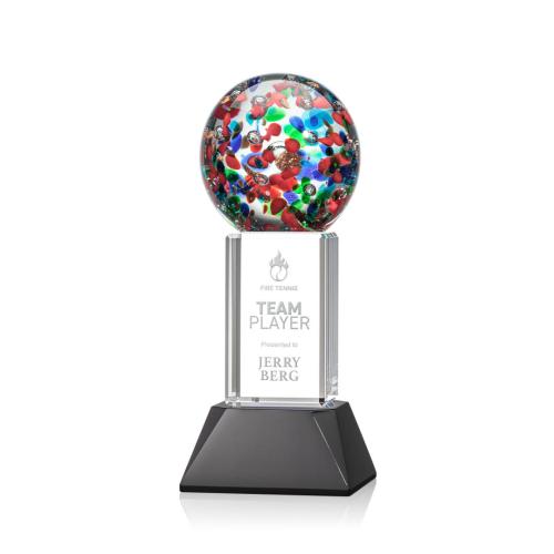 Corporate Awards - Glass Awards - Art Glass Awards - Fantasia Black on Stowe Base Spheres Glass Award