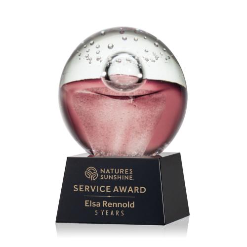 Corporate Awards - Glass Awards - Art Glass Awards - Jupiter Black on Robson Base Spheres Glass Award