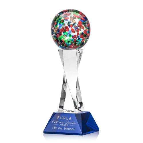 Corporate Awards - Fantasia Blue on Langport Base Spheres Glass Award