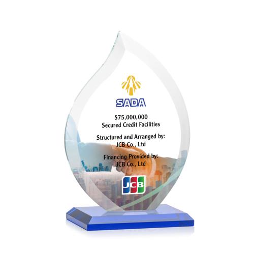 Corporate Awards - Nestor Full Color Blue Flame Crystal Award